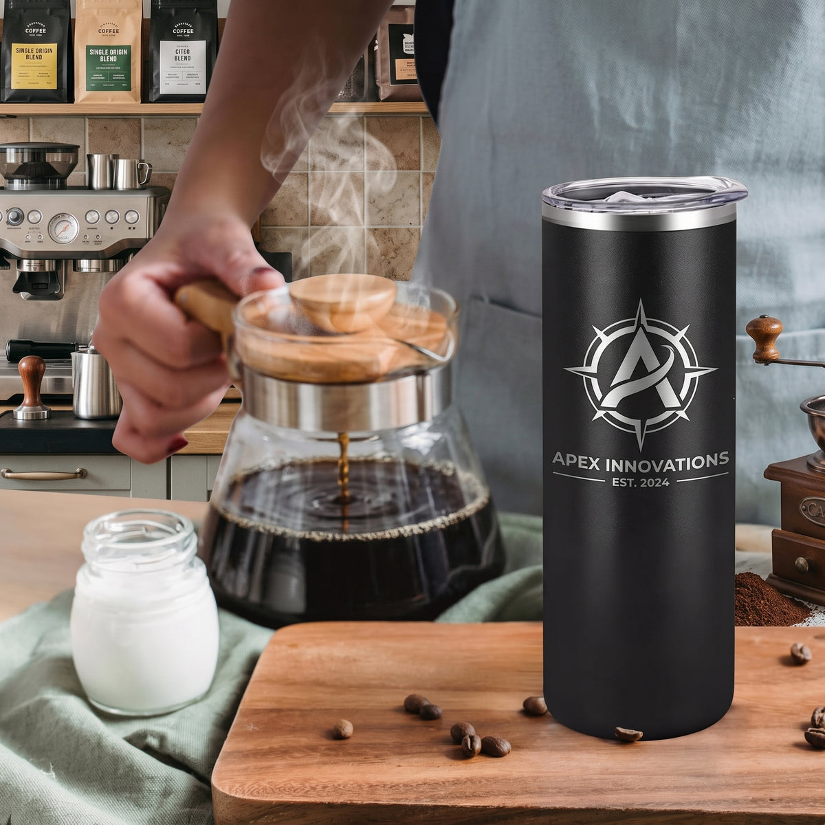 Bulk Custom Laser Engraved Stainless Steel Tumblers (20 oz) | Branded Travel Mugs