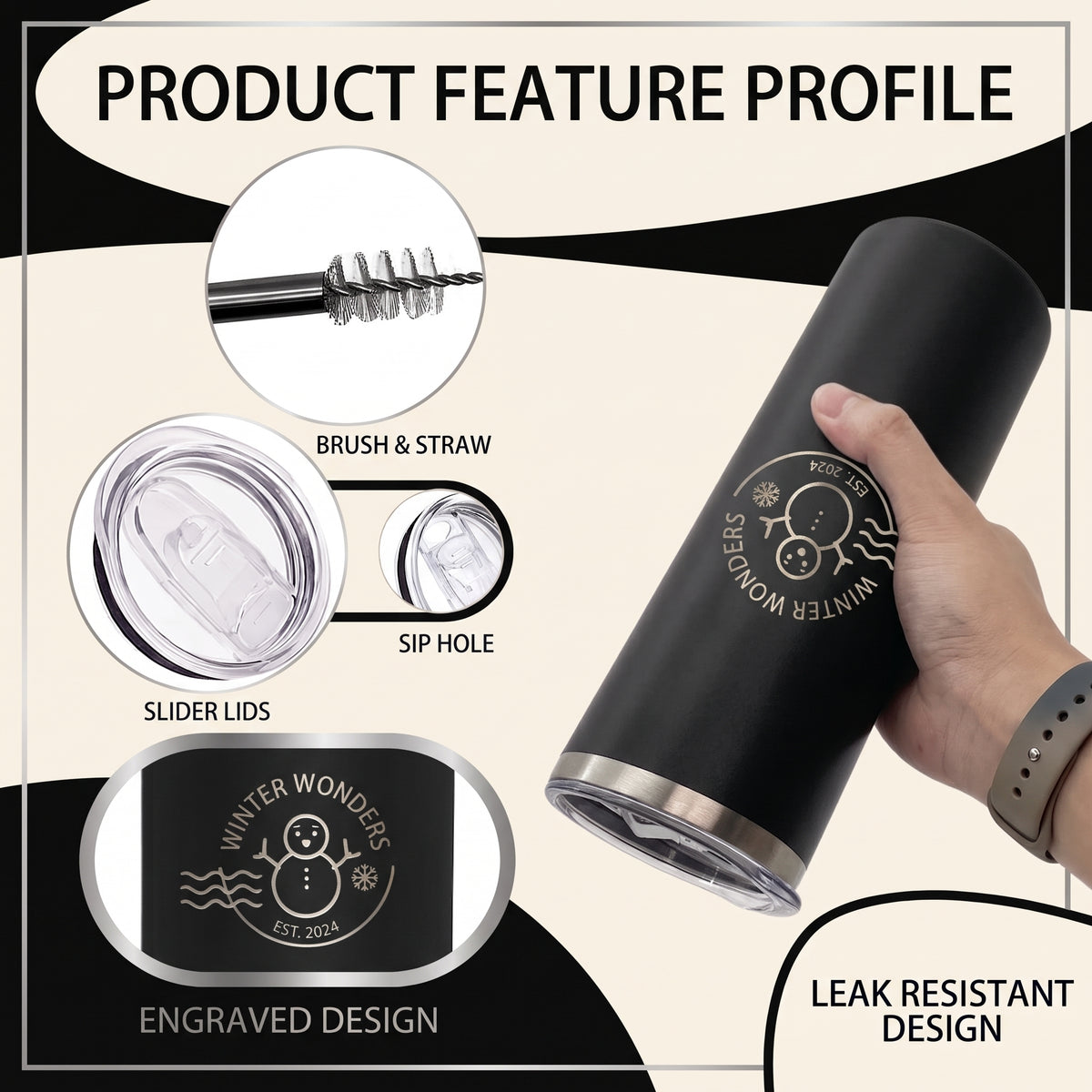 Bulk Custom Laser Engraved Stainless Steel Tumblers (20 oz) | Branded Travel Mugs