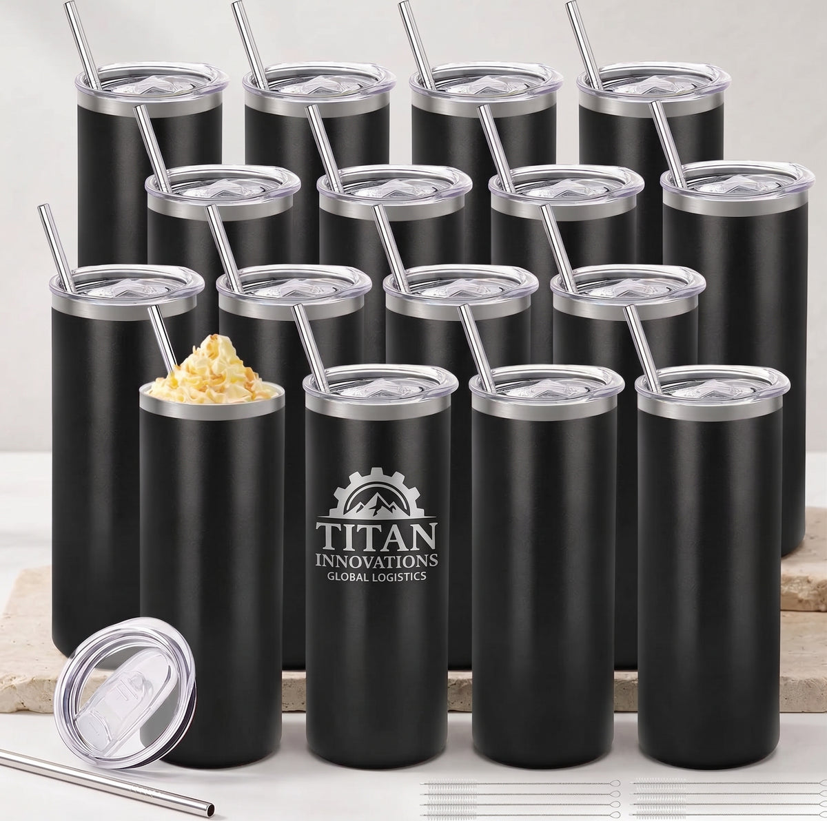 Bulk Custom Laser Engraved Stainless Steel Tumblers (20 oz) | Branded Travel Mugs