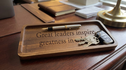 Bulk Custom Acacia Wood Valet Trays | Personalized Corporate Executive Gifts (Min. Order 10)