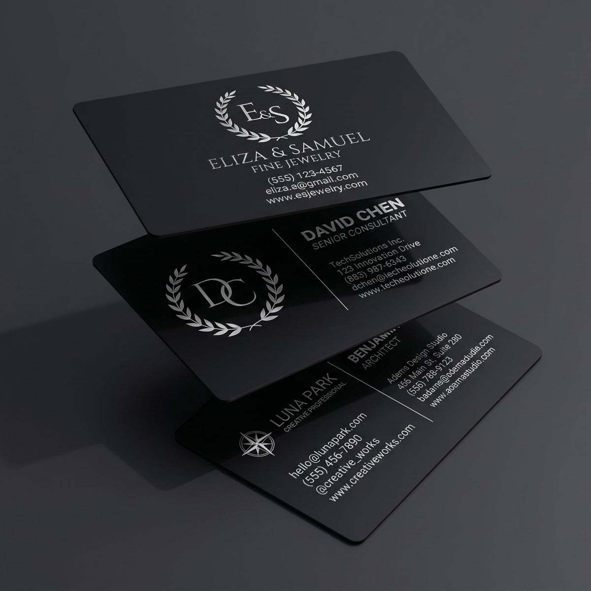 Standard Black Metal Business Cards 0.45mm Thick | Matte Finish