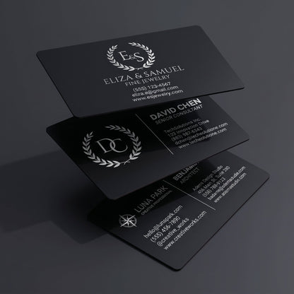 Standard Black Metal Business Cards 0.45mm Thick | Matte Finish