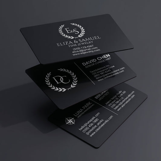 Custom Sleek Black Metal Business Cards 0.45mm Thick | Matte Finish