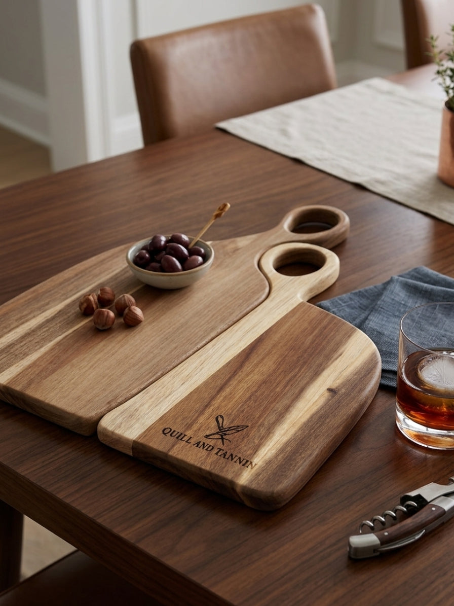 Personalized Acacia Wood Cutting Board - Custom Charcuterie Tray