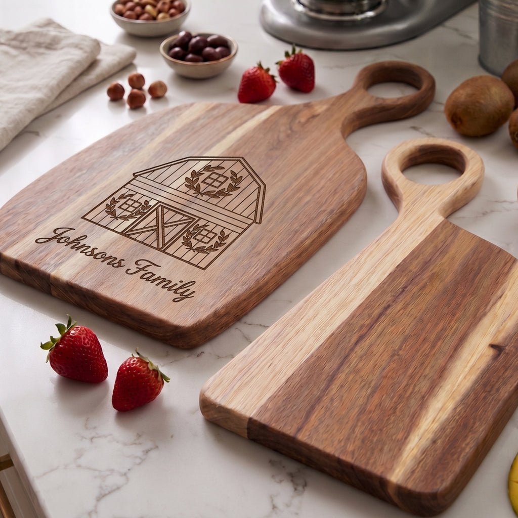 Personalized Acacia Wood Cutting Board - Custom Charcuterie Tray