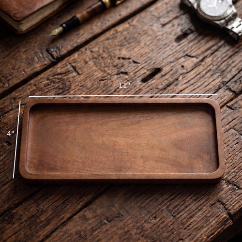 Personalized Acacia Wood Valet Tray - Custom Engraved Desk Organizer