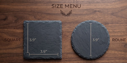 Personalized Natural Slate Coaster Set - Custom Engraved Stone Coasters