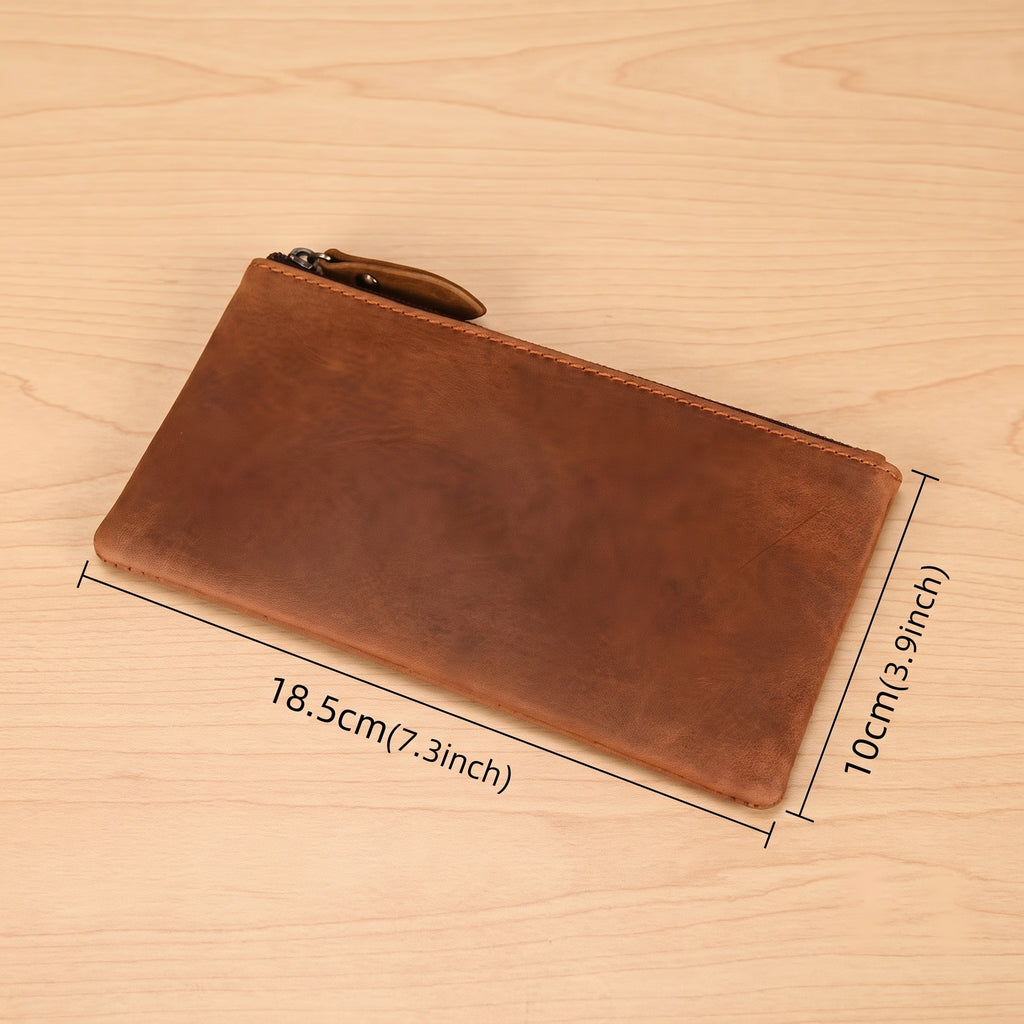 Personalized Full Grain Leather Long Wallet & Passport Holder