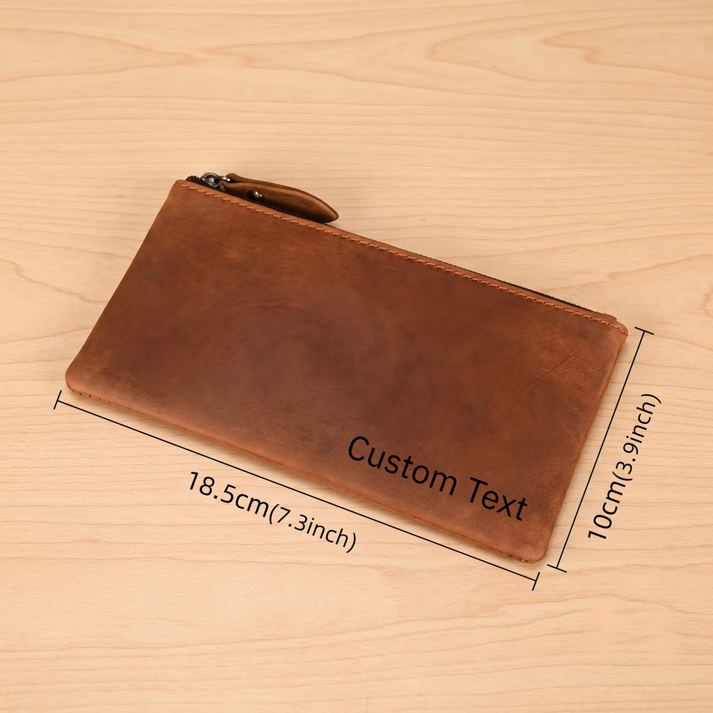 Personalized Full Grain Leather Long Wallet & Passport Holder