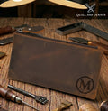 Personalized Full Grain Leather Long Wallet & Passport Holder