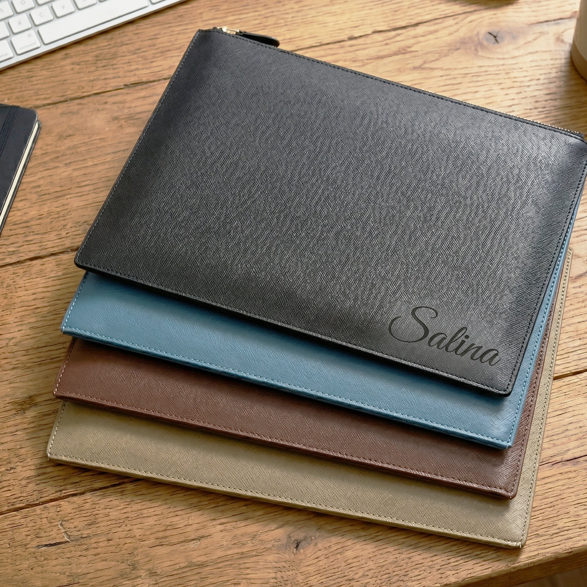 Personalized Leather Document Folder - Custom Engraved Portfolio