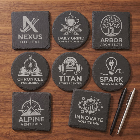 Bulk Custom Logo Slate Coaster Sets – Wholesale Laser Engraved Stone Coasters