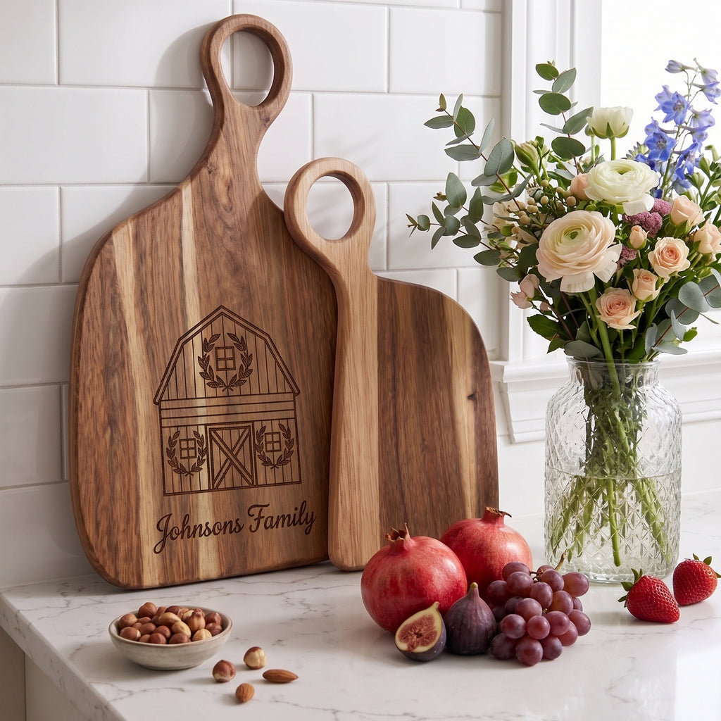 Personalized Acacia Wood Cutting Board - Custom Charcuterie Tray