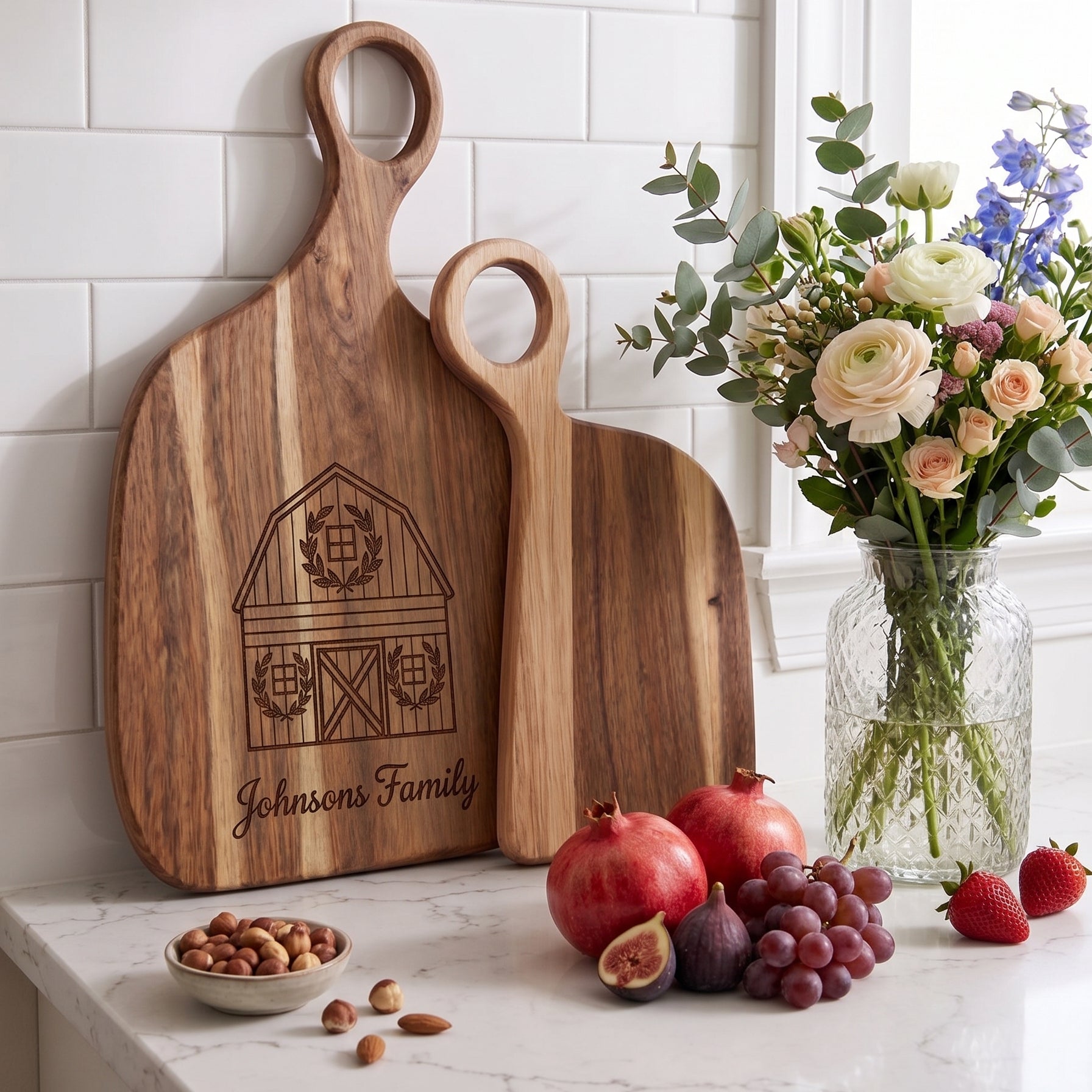 Personalized Acacia Wood Cutting Board - Custom Charcuterie Tray