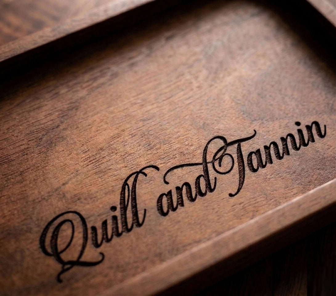 Personalized Acacia Wood Valet Tray - Custom Engraved Desk Organizer