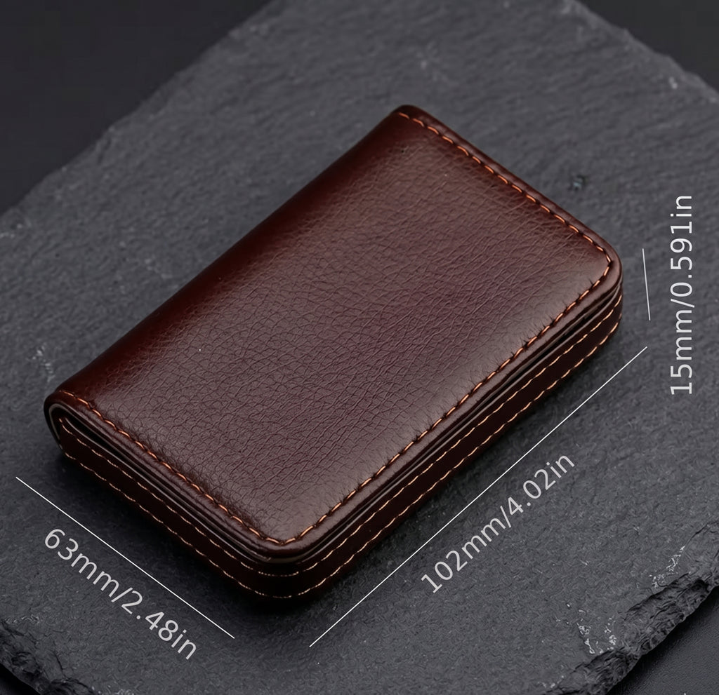 Personalized Leather Business Card Holder - Custom Engraved Wallet