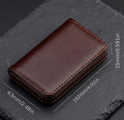 Custom Laser Engraved Leather Business Card Holder | Personalized Magnetic Card Case