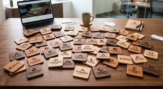 Custom Laser Engraved Wood Coasters | Bulk Business Logo Coasters